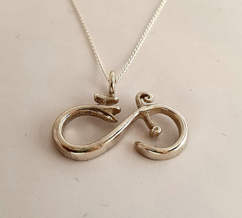 Silver Infinity Bike Cycling Necklace