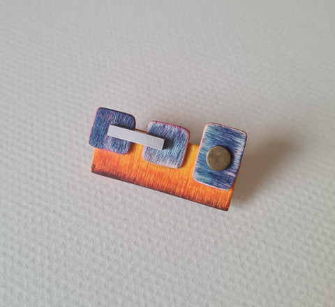 Wood & metal brooch