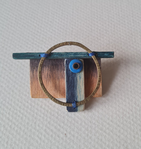 Wood & Brass Brooch