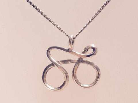Silver Cycling Pendant Necklace 01