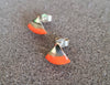 Brass & Neon Orange Enamel Stud Earrings