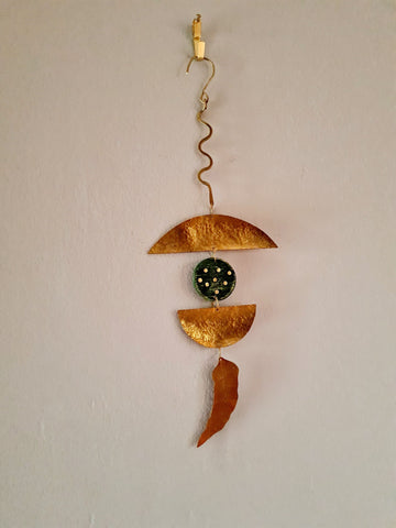 Brass and Wood Wall Hanging Mobile