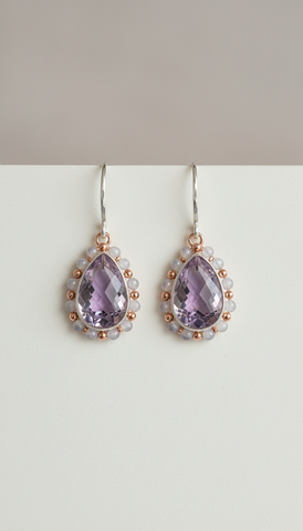 Lavender Quartz Drop Earrings with Gold Vermeil