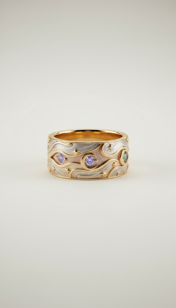 Celestial Gold Ring with Diamond Accents