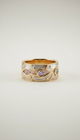 Celestial Gold Ring with Diamond Accents