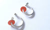Silver and Neon Orange Enamel Hoop Earrings