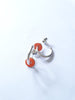 Silver and Neon Orange Enamel Hoop Earrings