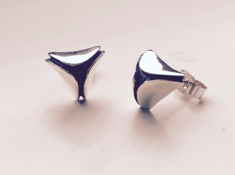 Silver Triangular Stud Earrings