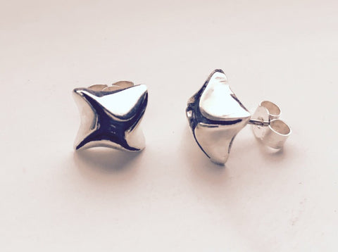 Silver & oxidised sealife stud earrings