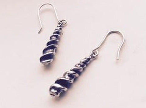 Silver & oxidised dangly shell earrings