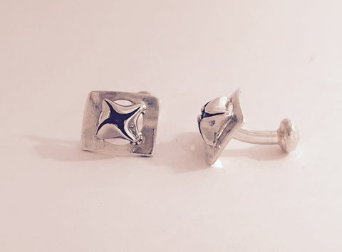 solid silver square shaped cufflinks