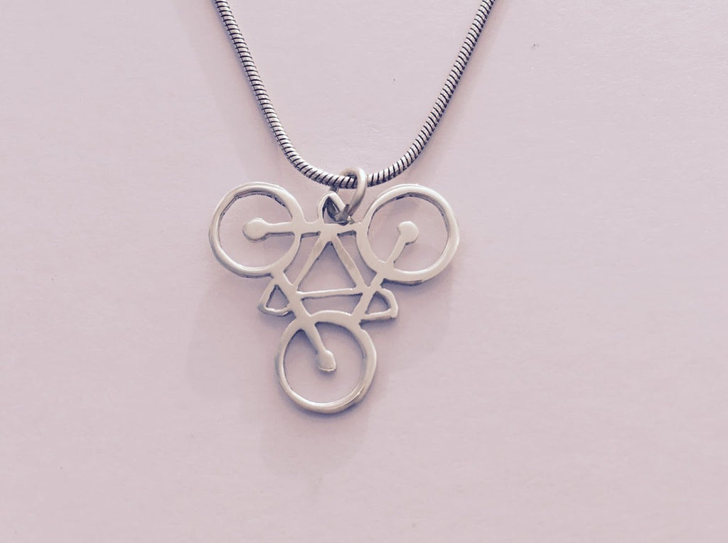 Silver Cycling Pendant Necklace 02