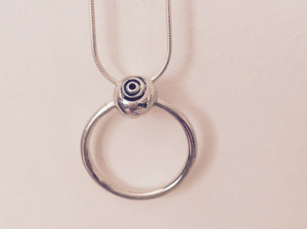 Silver circle shell  pendant necklace