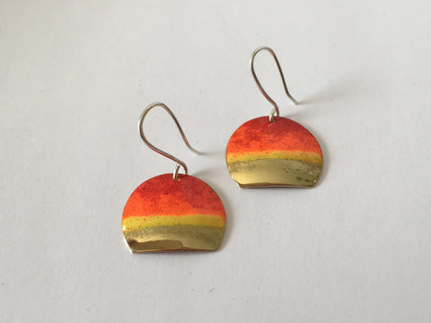 Silver & Brass with Resin Enamel Bright Colourful Earrings
