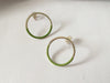 Silver Circular & Green Enamel Stud Earrings