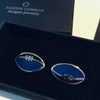 Silver with Blue and Black Enamel Rugby Ball Cufflinks