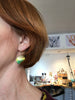 Silver & Brass Round Yellow Green Colourful Enamel Earrings