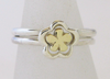 Silver & 9ct Gold 2 Interlocking Flower Rings