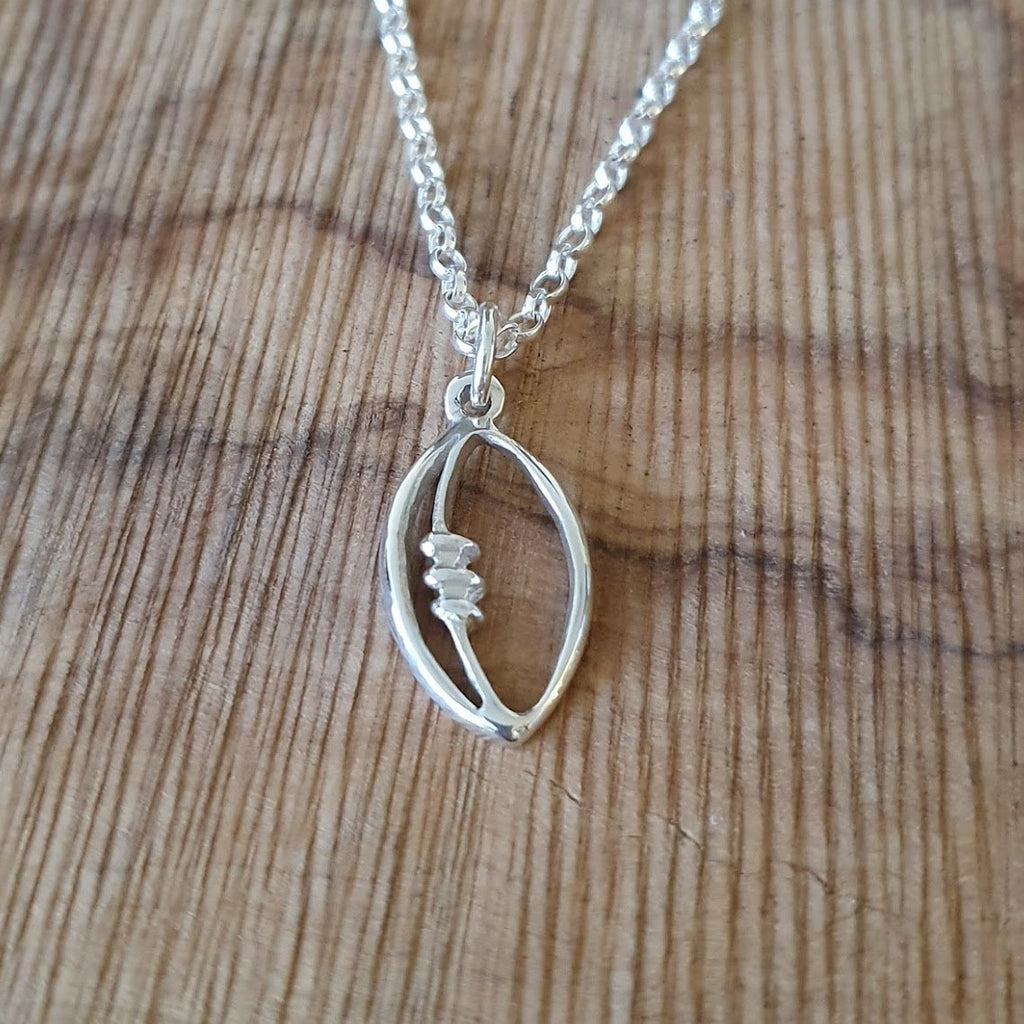 Silver Rugby Ball Pendant Necklace – Alison Redman Designer Jewellery