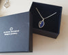 Silver with Blue and Black Enamel Rugby Ball Pendant Necklace